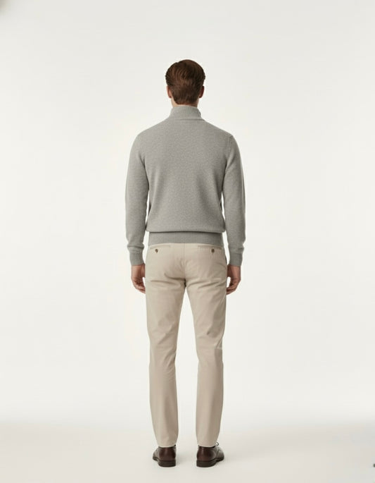 SLATE CASHMERE QUARTER ZIP