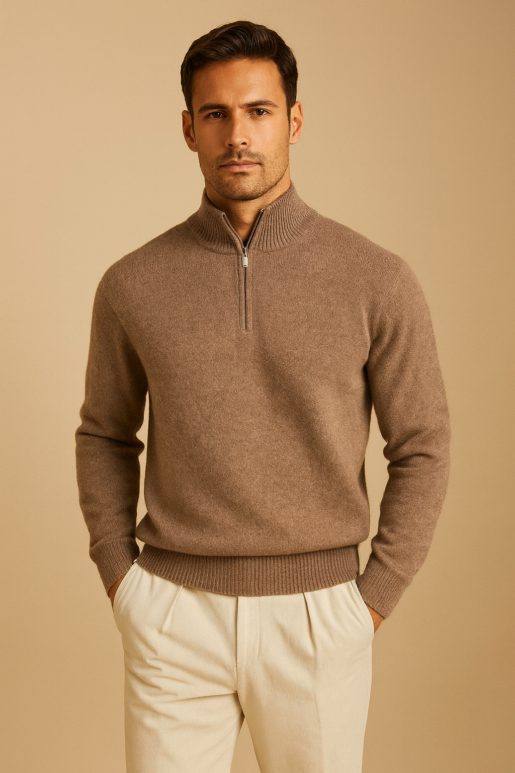 AETERNUS SLATE CASHMERE QUARTER ZIP
