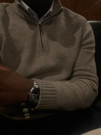 SLATE CASHMERE QUARTER ZIP