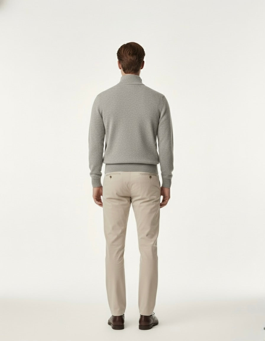 SLATE CASHMERE QUARTER ZIP