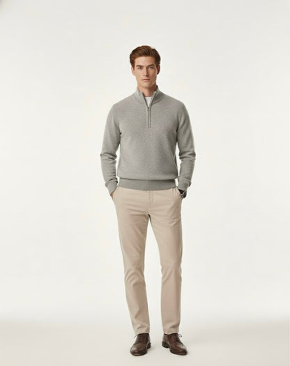SLATE CASHMERE QUARTER ZIP