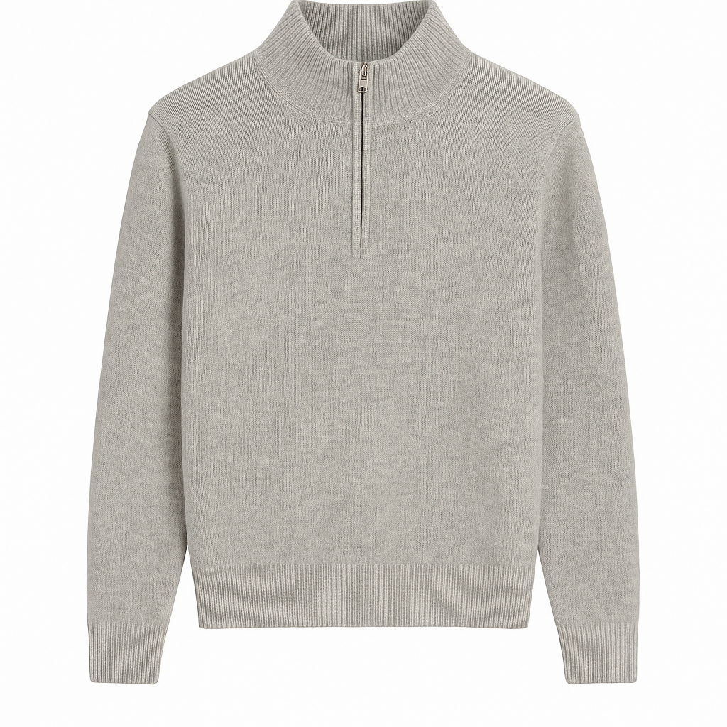 SLATE CASHMERE QUARTER ZIP