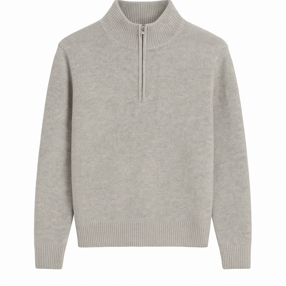 SLATE CASHMERE QUARTER ZIP