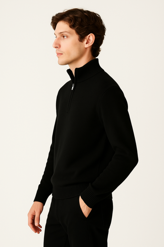 SLATE CASHMERE QUARTER ZIP