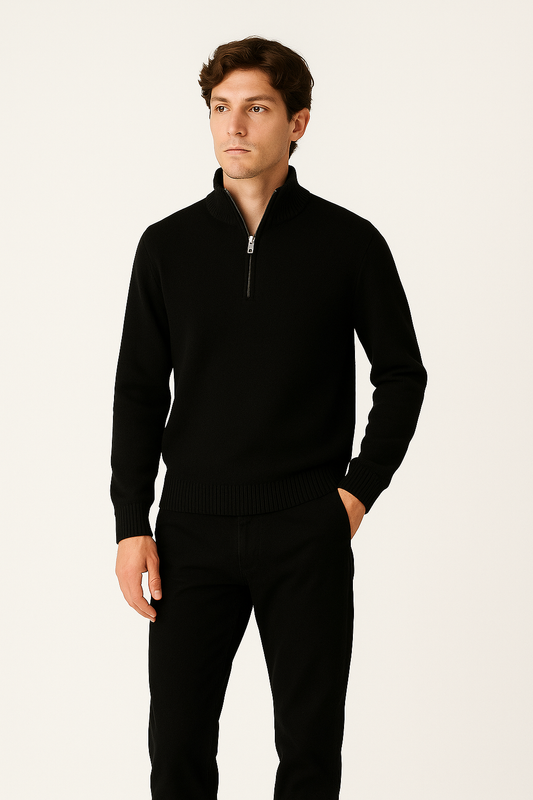 SLATE CASHMERE QUARTER ZIP