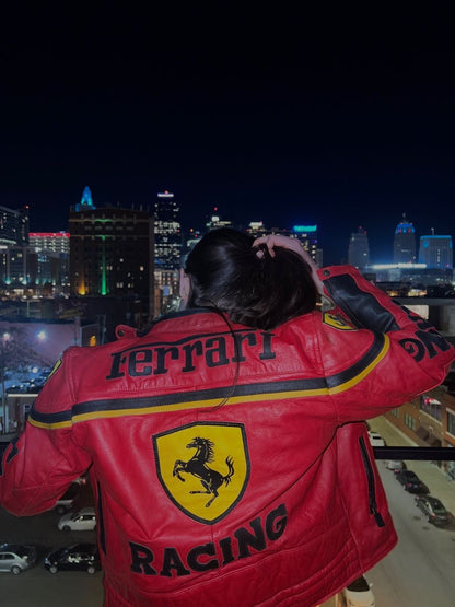 FERRARI RED LEATHER JACKET